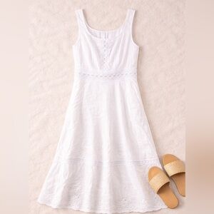 J.Crew White Eyelet Lace Midi Dress Bridal Graduation Cottagecore Sundress